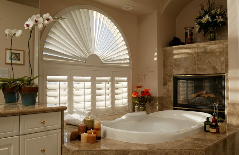Our Team Installed Shutters On A Sunburst Arch Window In Chicago, IL